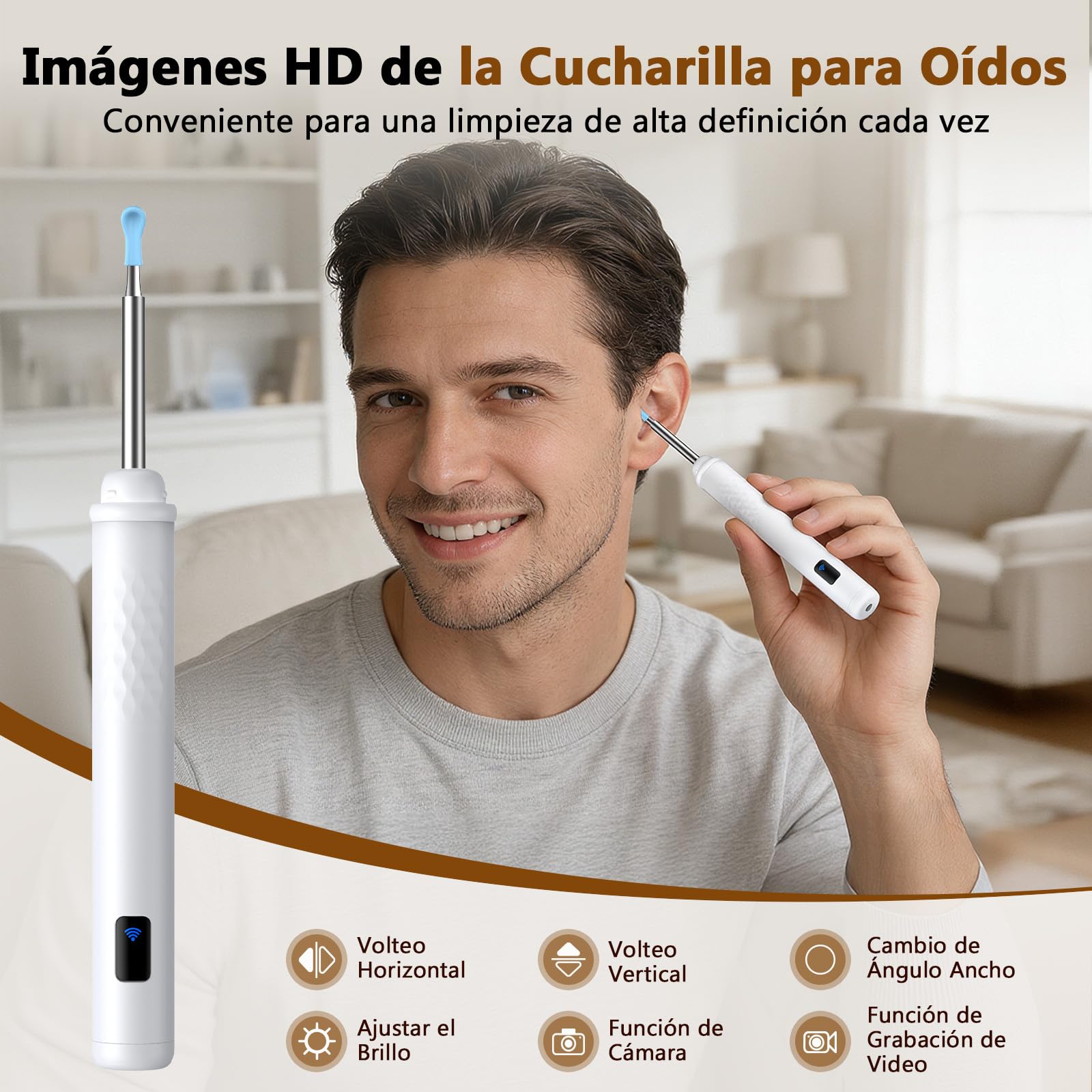 Otoscopio con Pantalla IPS HD 3,97 Pulgadas,Kit Examen 3 EN 1 para Limpieza de Oídos Eliminar Puntos Negros y Examen Oral, Limpiador Oidos Adultos con Cámara 1080P y 6 Luces LED, Tarjeta de Memoria TF