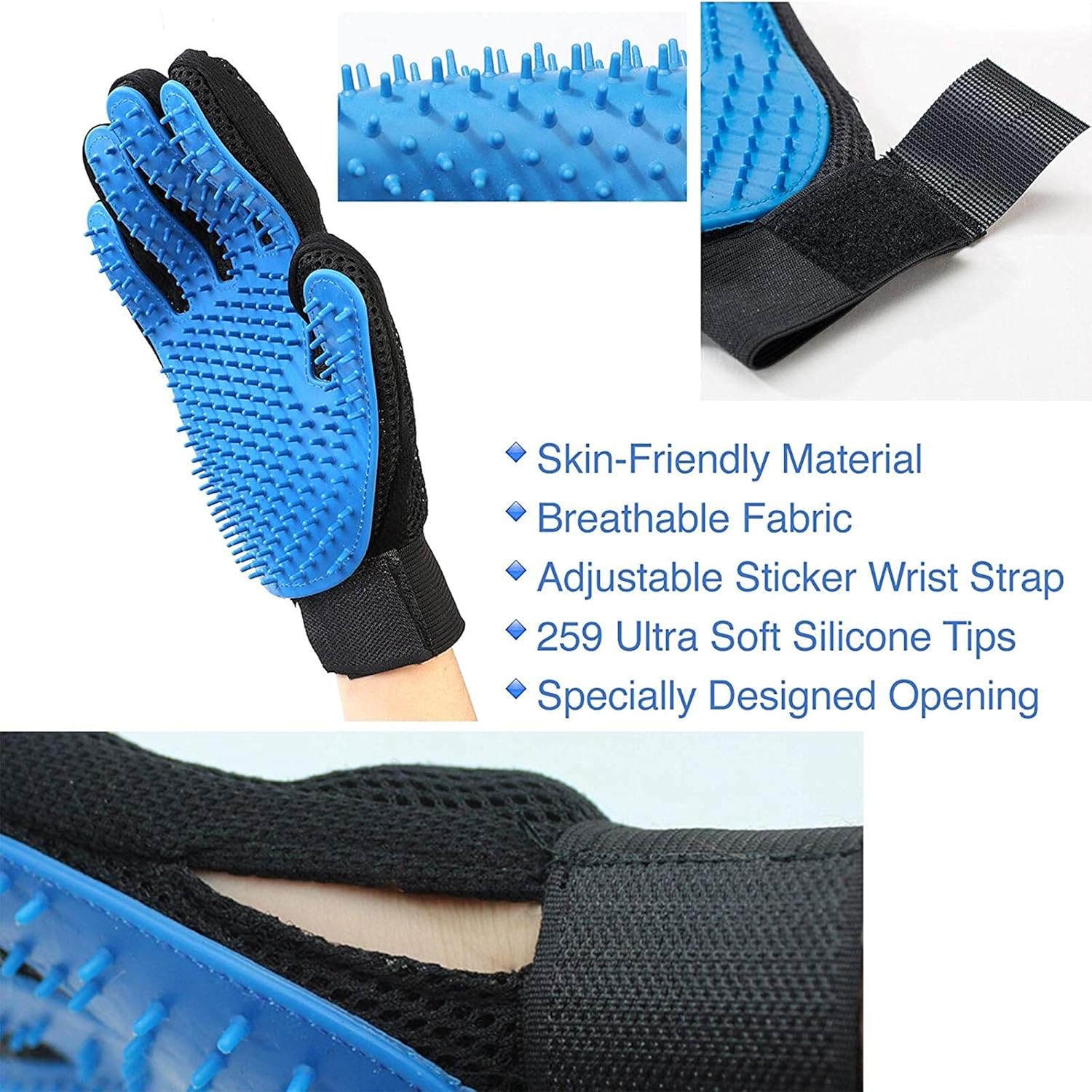 Rexinchen- Upgraded pet Grooming Gloves, Advanced Cleaning Gloves, can Easily and Easily Groom Long, Short/Curly Fur Cats, Dogs, Rabbits and Horses- 1 Pair : Pet Supplies