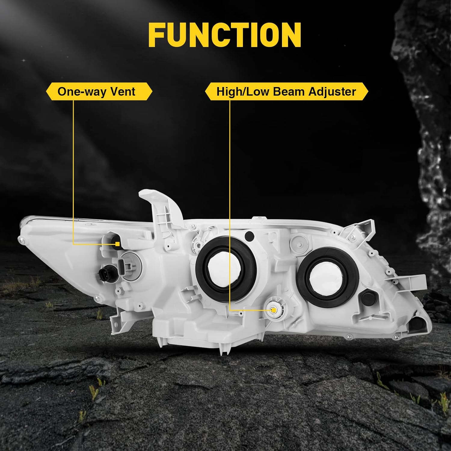 Headlight Assembly Amber Reflector Clear Lens Replacement For 2007-2009 Camry Replace 8117006202, 8113006202, Pack of 2 (Driver and Passenger Side)