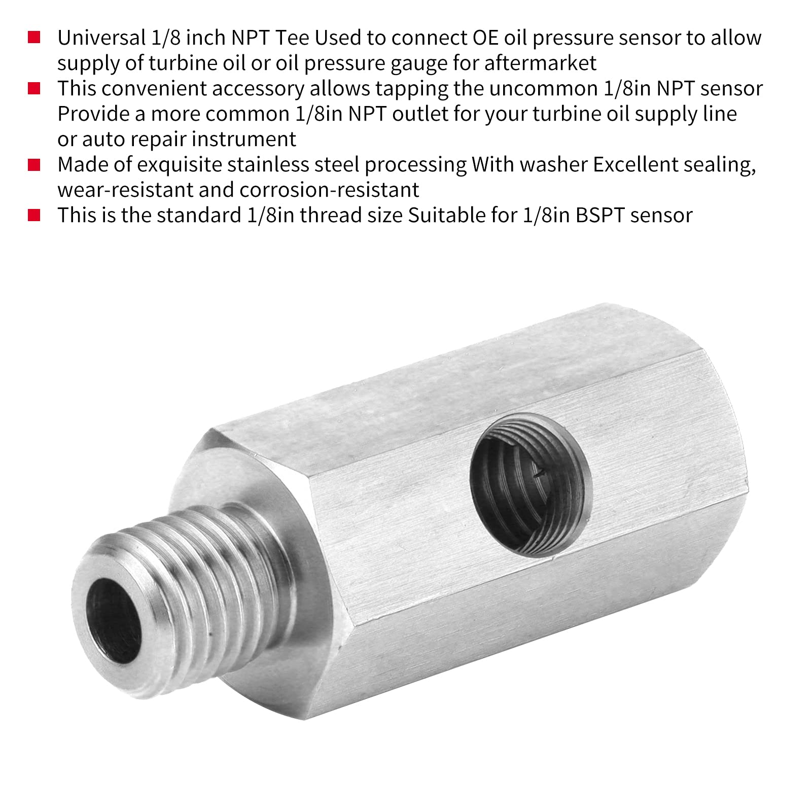 Raccordo Npt del sensore di pressione dell'olio, accessorio per auto con adattatore in acciaio a forma di T da 1/8 pollici a M12 X 1.5