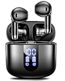Wireless Earbuds, Bluetooth Headphones with Deep Bass Stereo, 48H Playback Ear Buds with LED Power Display, Lightweight, IPX7, in-Ear Earphones with Mic for iPhone/Android/iPad, Black