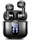 Wireless Earbuds&comma; Bluetooth Headphones with Deep Bass Stereo&comma; 48H Playback Ear Buds with LED Power Display&comma; Lightweight&comma; IPX7&comma; in-Ear Earphones with Mic for iPhone&sol;Android&sol;iPad&comma; Black