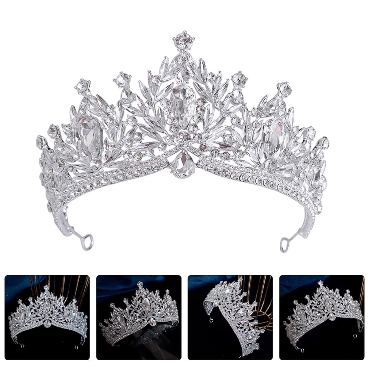 Tiara de Novia para Boda Gemas de Imitación Plateada, Accesorio Cabello de Mujer y Niña, Ligera y Elegante para Eventos Nupciales y Celebraciones Obsequios