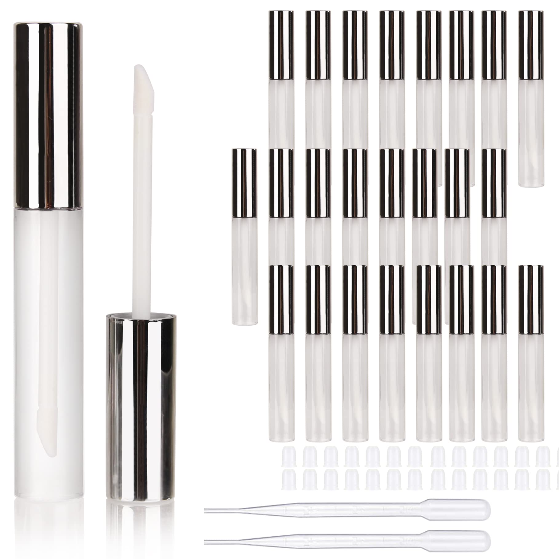 30 PCS PETG plastic Empty Silver 10ml round lip gloss tube lipgloss tubes container For lip oil tint DIY