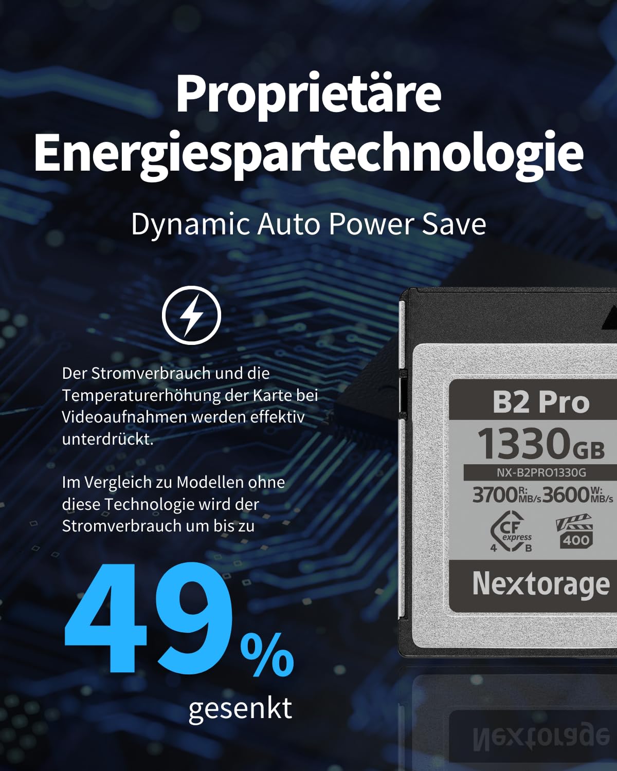 Nextorage Japanischer Hersteller CFexpress 4.0 Typ B 165GB VPG400 Max. Lesegeschwindigkeit 3900 MB/s Max. Schreibgeschwindigkeit 3600 MB/s pSLC 4K/8K Videoaufnahme NX-B2PRO165GB Speicherkarte