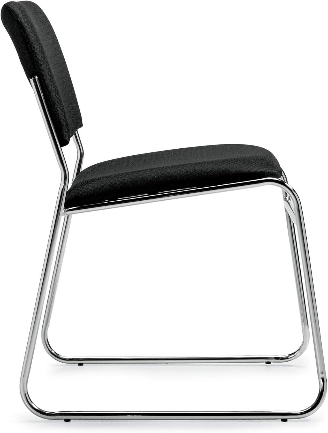 OFFICES TO GO-Stack & Guest Seating-Armless Stack Chair w/tubular chrome frame, can be stacked 13 high w/o dolly - OTG11698 in BLACK