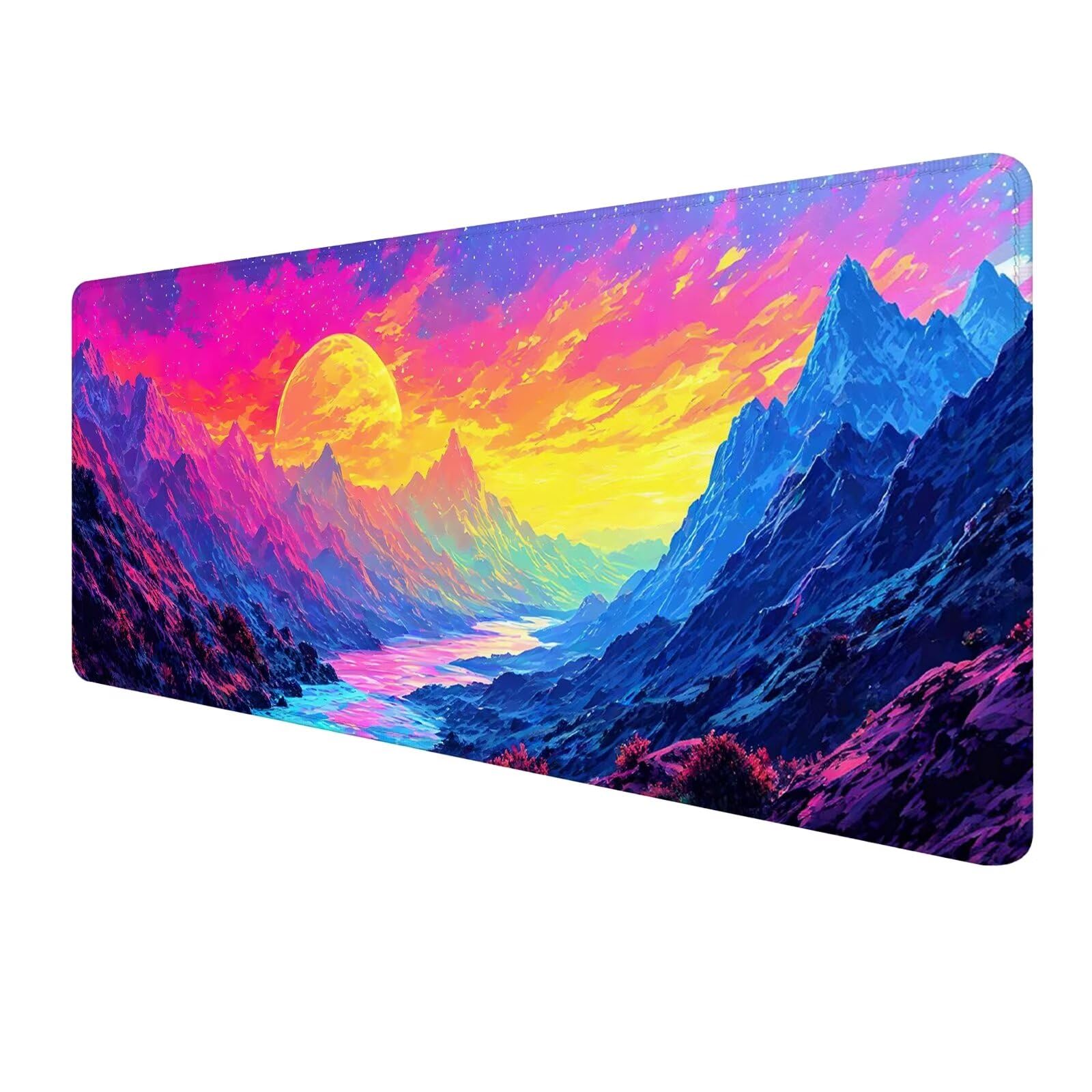 Alfombrilla Ratón XXL 1200 x 400 mm, Mouse Pad Color, Alfombrilla Gaming con Motivo Montaña, Alfombrilla Escritorio con Bordes Cosidos, Mousepad Antideslizante Impermeable para Oficina y Gaming S-689