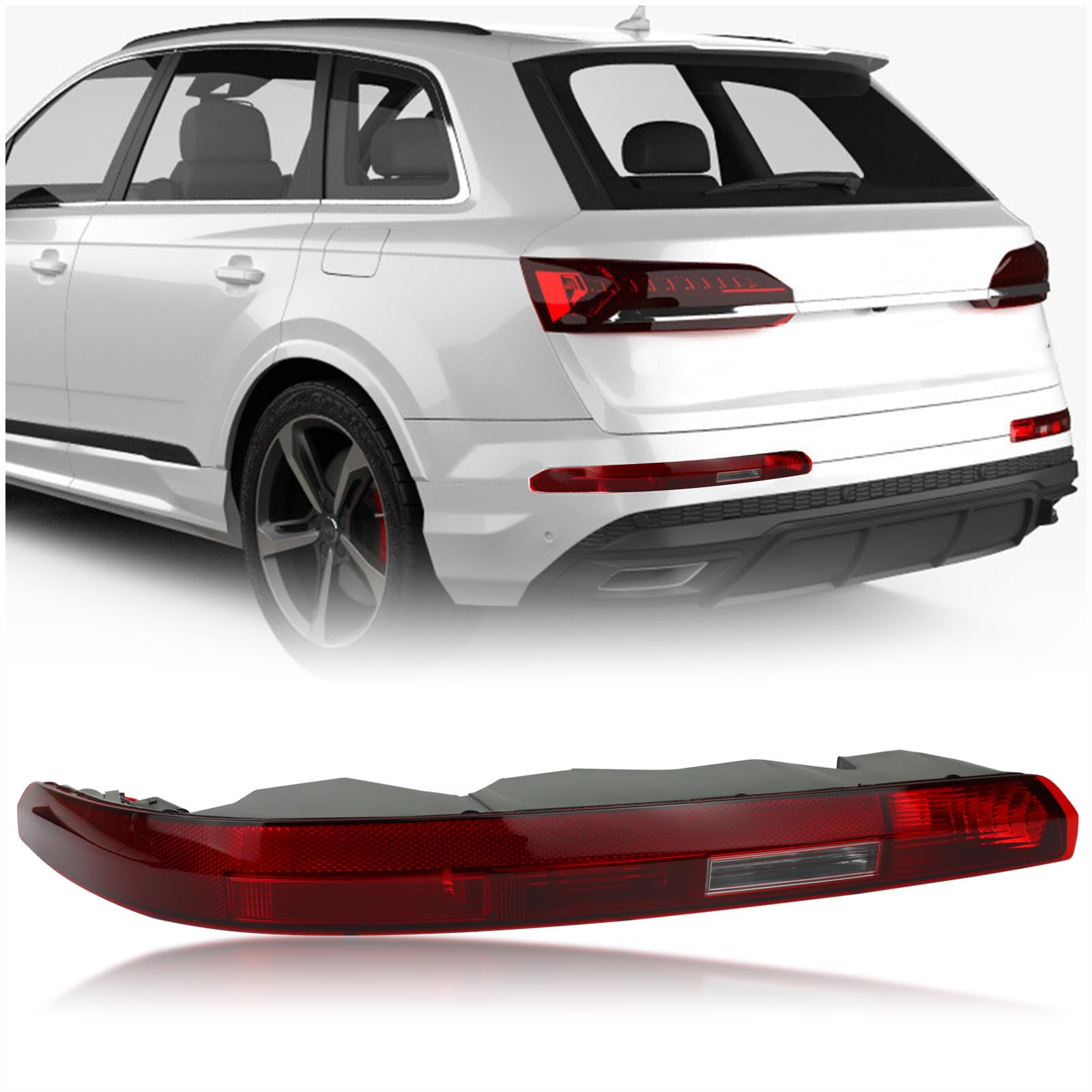 rear bumper brake tail light kit compatible with audi q7 suv 2016-2023 left driver side lower rear tail fog lamp replace (left driver side)