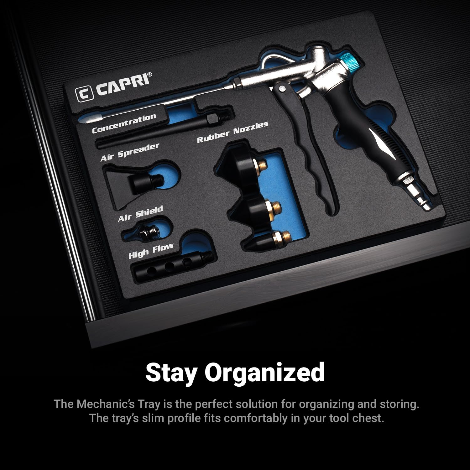 Capri Tools 2-Wege-Luftblaspistolen-Set mit Düsen und Räuberspitzen, 8-teilig