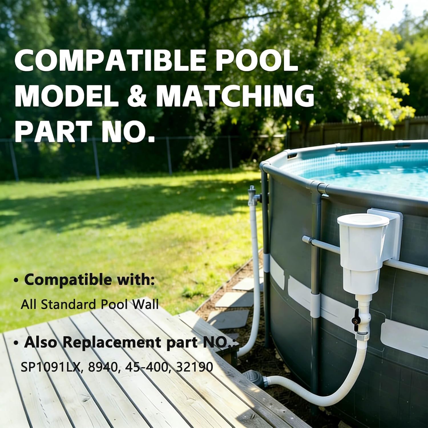 Above Ground Pool Skimmer, ABS Standard Thru-Wall Skimmer with Accessory Kit, Swimming Pool Skimmer, Opening Width 6 Inches Fits for All Standard Pool Wall, Replace #SP1091LX, 8940,45-400