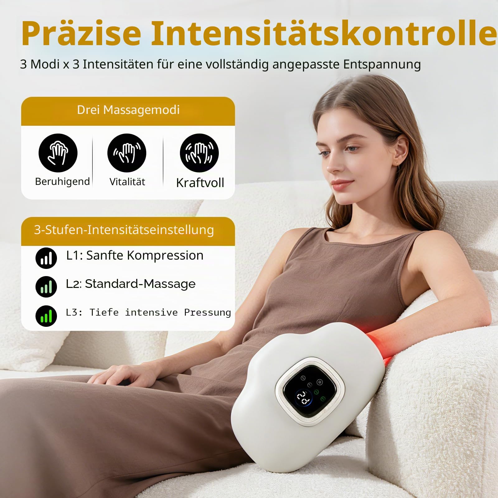Handmassagegerät, Hand Massagegerät mit 3D-Luftkompression | LED-Licht, Thermotherapie, Wireless, Elektrisch, Entspannung für Hand & Finger, Arthritis, Karpaltunnelsyndrom, Handmassage