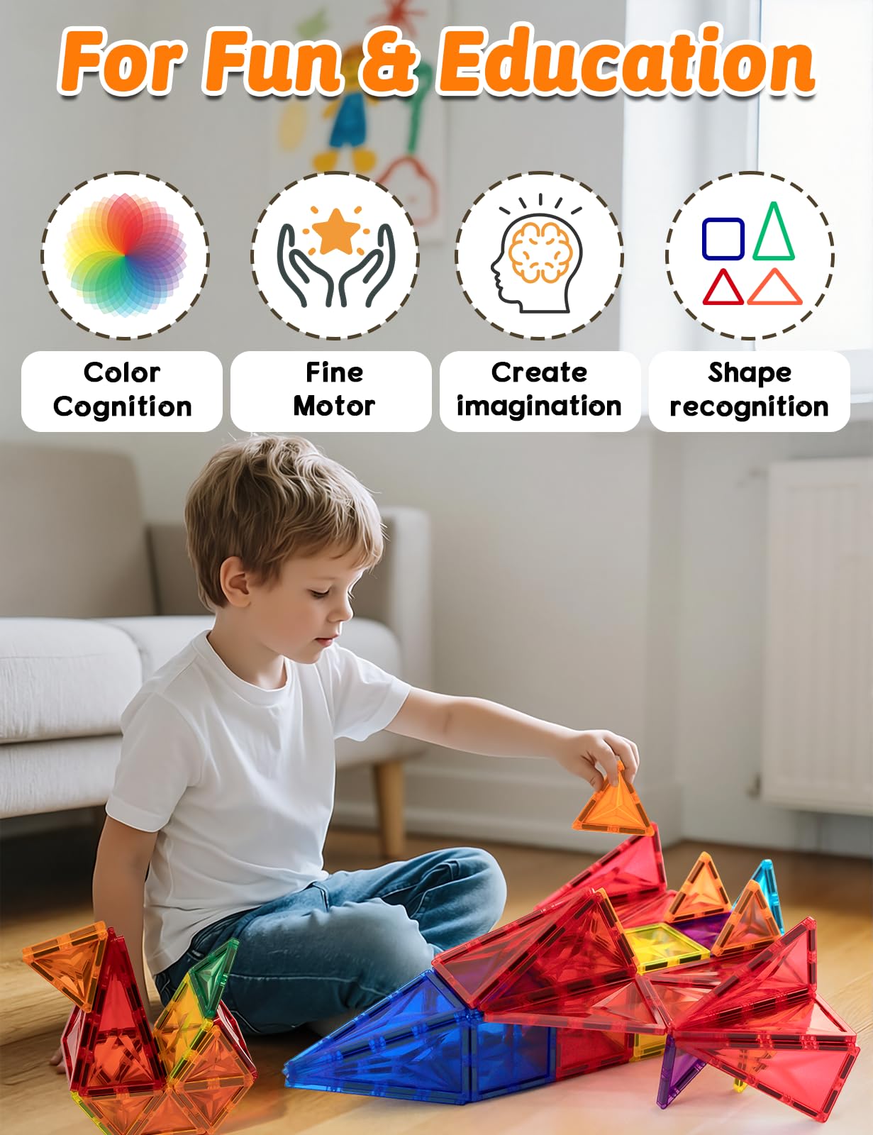 Costruzioni Magnetiche Giocattoli Magneti per bambini 78 Pezzi Magnetici 3+ Anni Giochi per Bambini Giochi Montessori 3 4 5 6 7 8 Anni