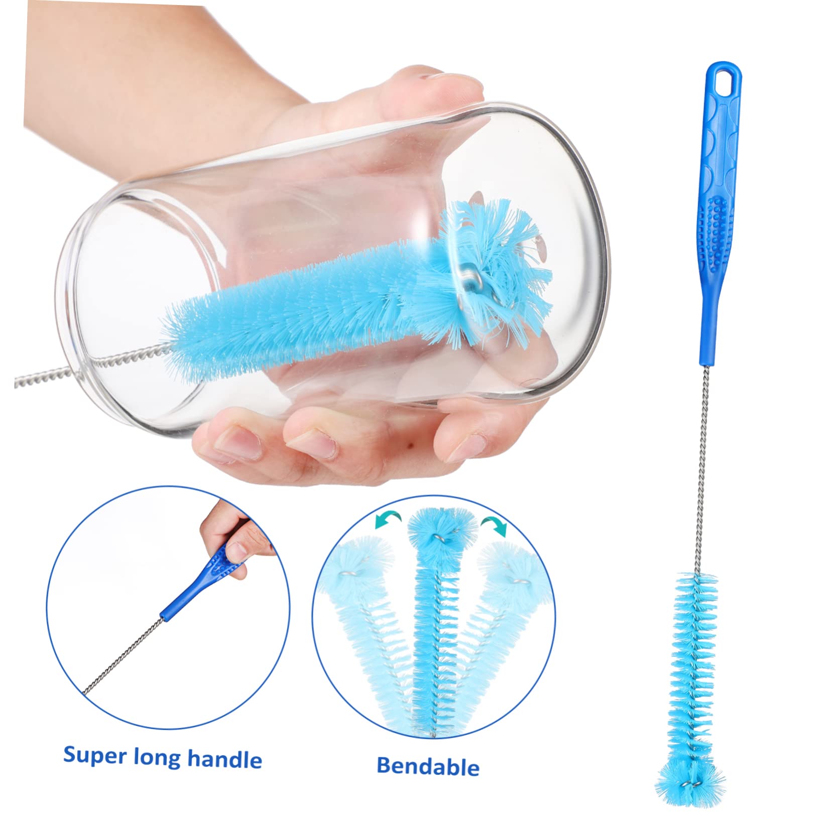 4 Ensembles Kit de Nettoyage de Bouteilles Brosse Éponge Brosse Bouteille pour Nettoyage de Verres et Contenants Design Ergonomique et Matériaux Sûrs