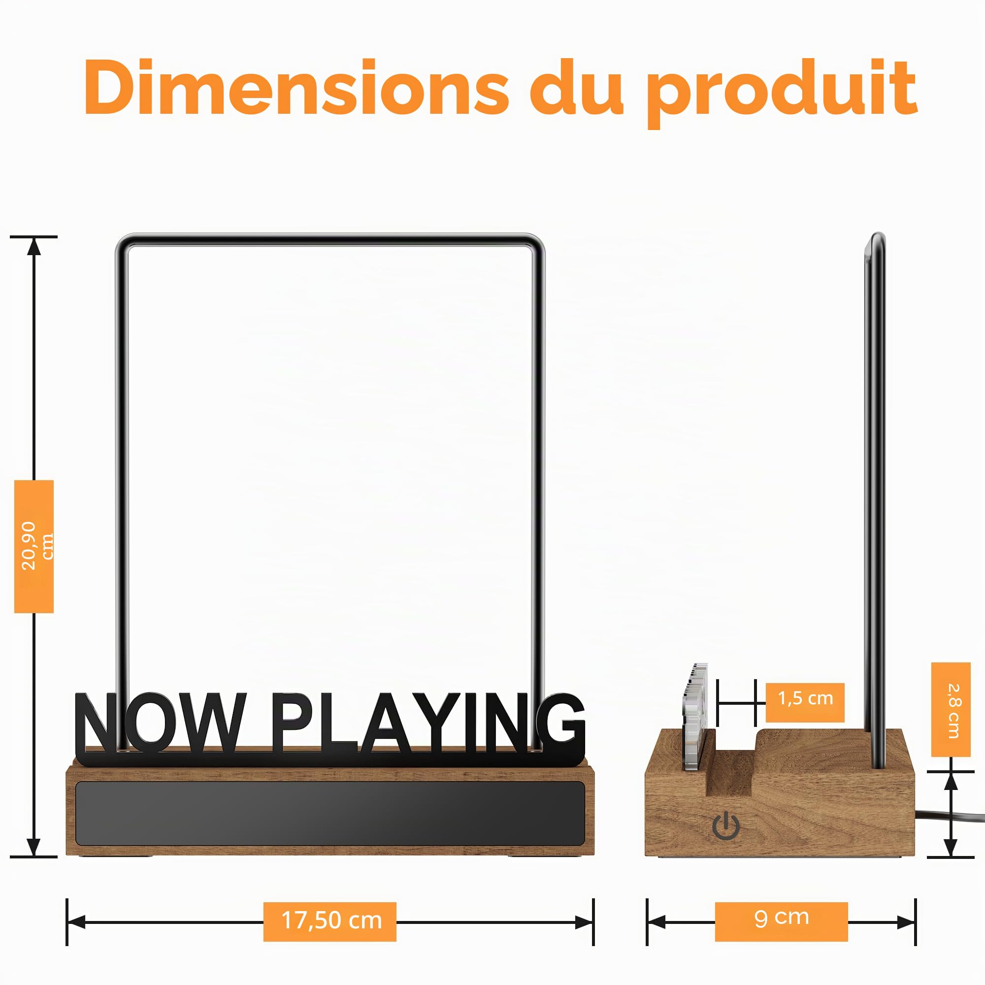 KORRTFID Now Playing Support de disque vinyle lumineux avec contrôle du son RVB, barre lumineuse du rythme de ramassage, lumière blanche chaude avec lettres acryliques anti-empreintes digitales