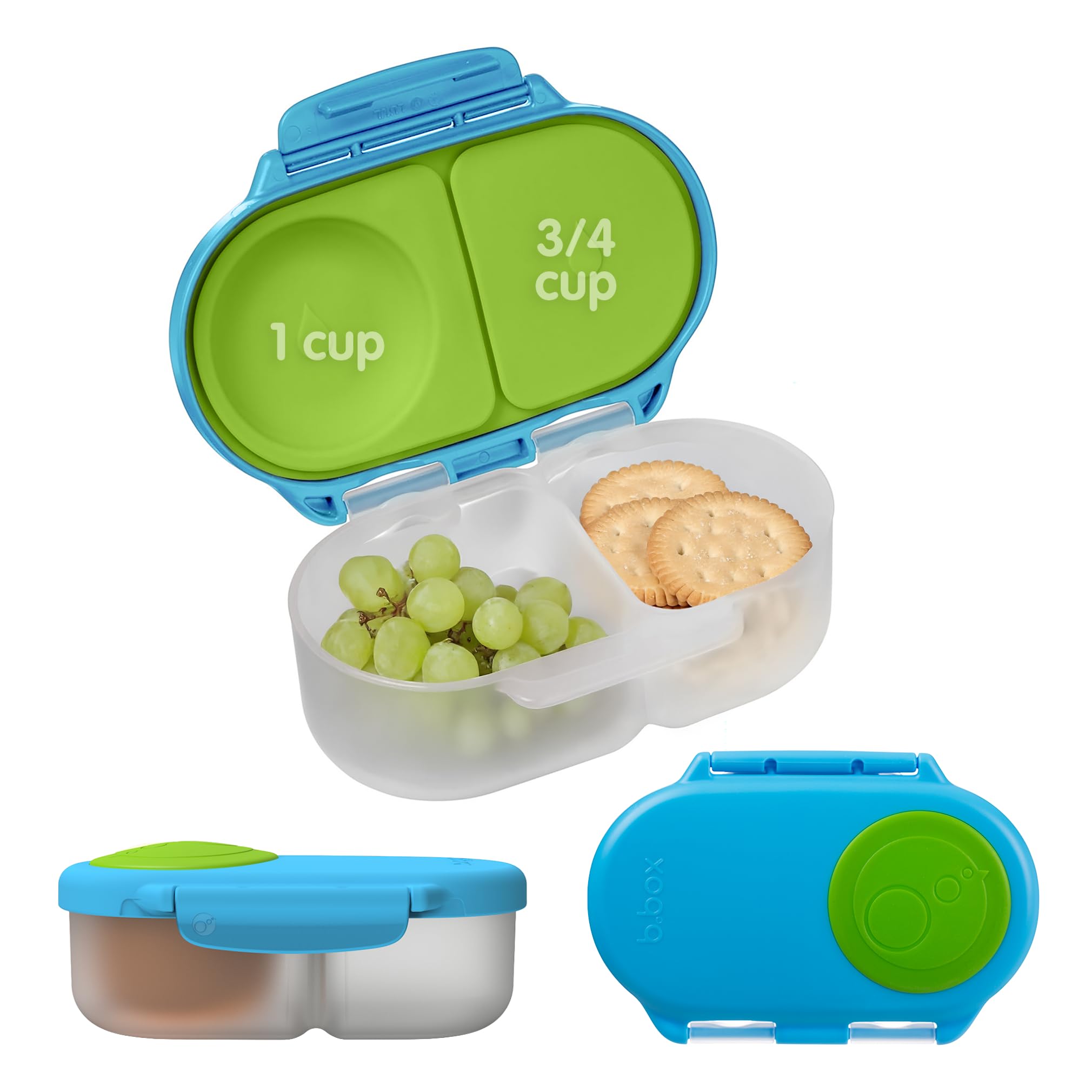 B.box Mini Lunch Box for Children With Compartments, Bento Box, 2 Leak-proof Sections, Space for Whole Fruit, BPA-Free