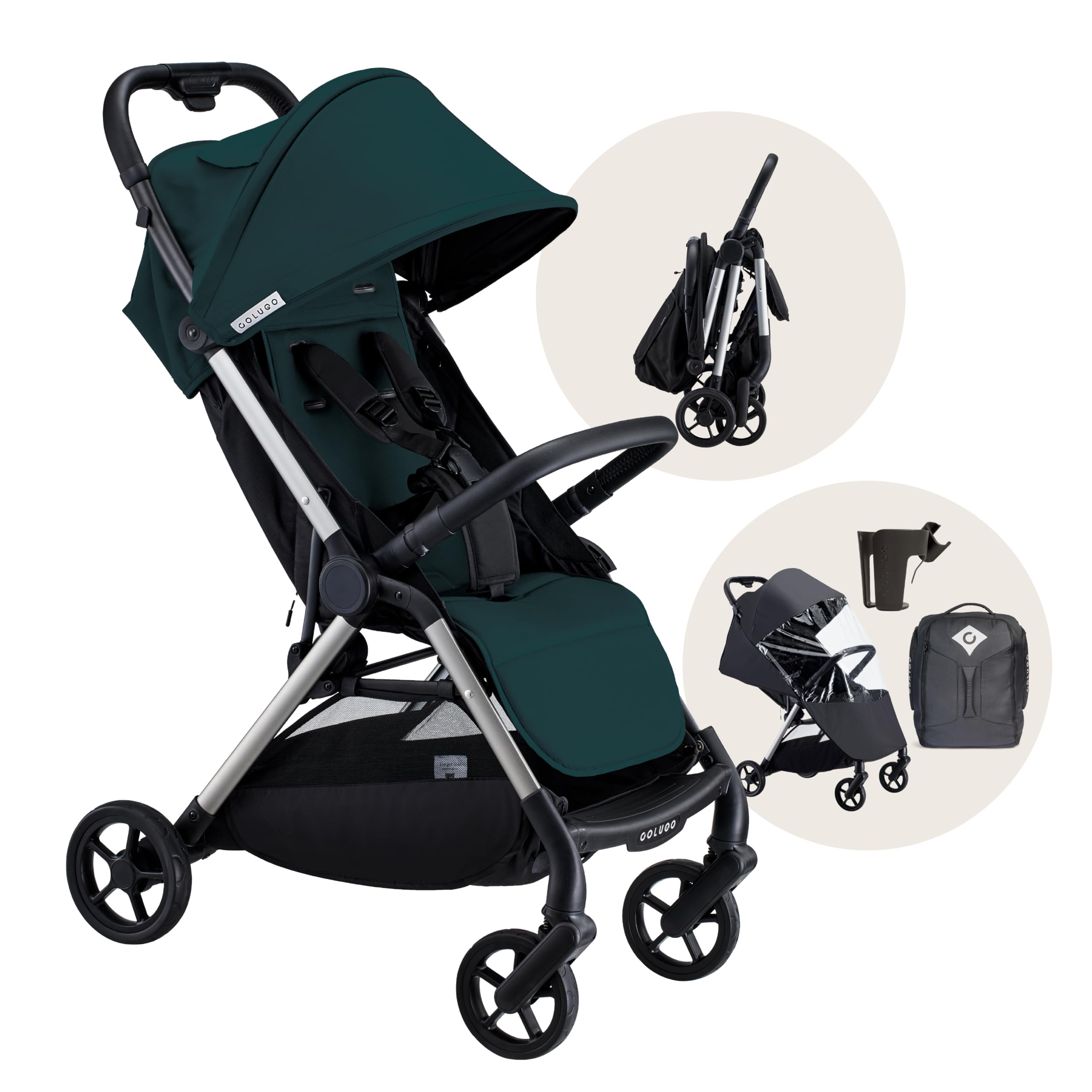 Colugo The One Stroller - Lightweight Easy Fold Compact Toddler and Baby Stroller for Travel, Large Storage Basket, One Hand Fold, Includes Raincover,