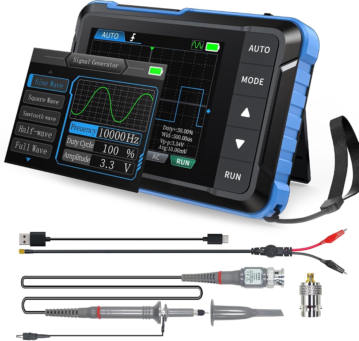 FNIRSI DSO153 2-in-1 1MHz Handheld Oscilloscope DDS Signal Generator | 5MS/s Sampling Automotive Oscilloscope with 2.8'' TFT, One-Click Auto, Trigger Function Auto/Nomal/Single for DIY Electronics