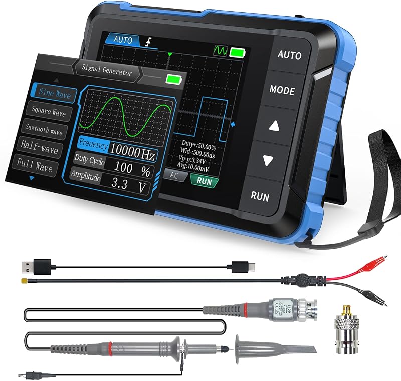 FNIRSI DSO153 2-in-1 1MHz Handheld Oscilloscope DDS Signal Generator | 5MS/s Sampling Automotive Oscilloscope with 2.8'' TFT, One-Click Auto, Trigger Function Auto/Nomal/Single for DIY Electronics