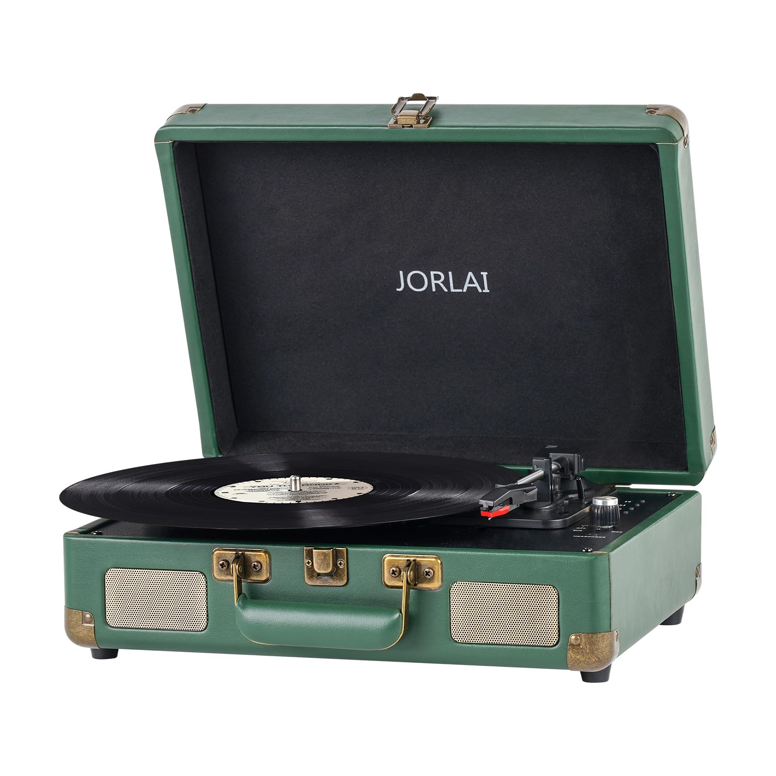 Record Player Portable with Bluetooth Connection USB Playback and Built in Rechargeable Battery 3 Speed Turntable Suitcase Design Vinyl Player with Built in Speakers for Home or Travel