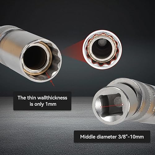 Miniatura 4 de BELEY 0.630 in 38 pulgadas magnético giratorio 12 puntos bujía zócalo oscilante para BMW (extensión 0.551 in)