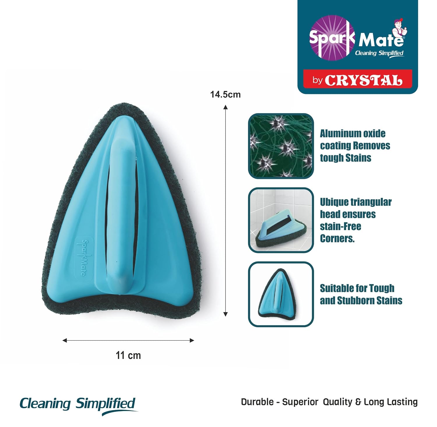 Sparkmate by Crystal Bathroom Brush with Abrasive Scrubber for Floor/Tile Cleaning (Pack of 1), Assorted 2 71K9kvoOFGL. SL1500