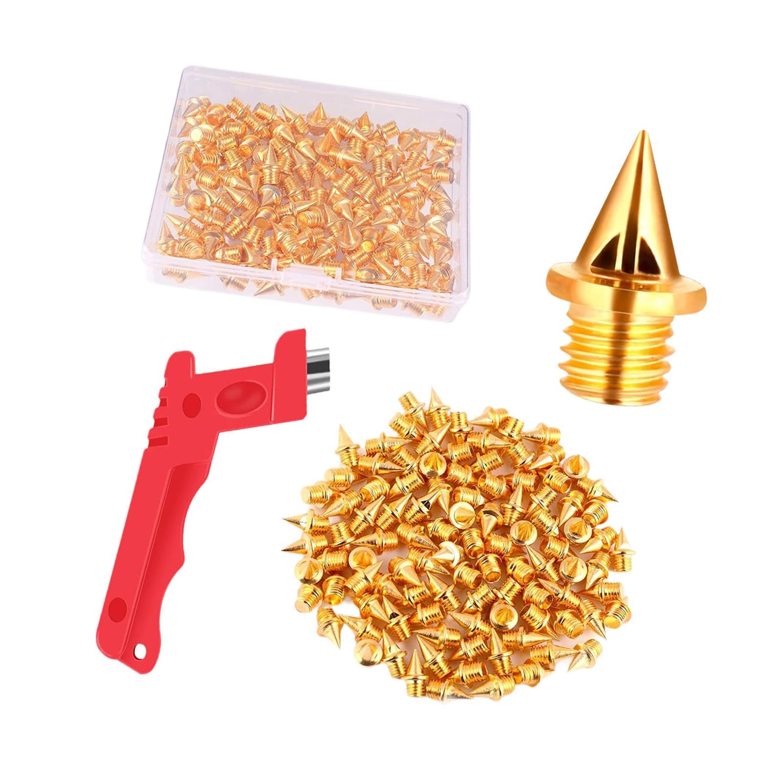 Yiju 120 Pieces Track Shoe Spikes 0.5 cm Adults Sturdy Practical Replacement Spikes with Wrench for Outdoor Cross Country Climbing, Gold