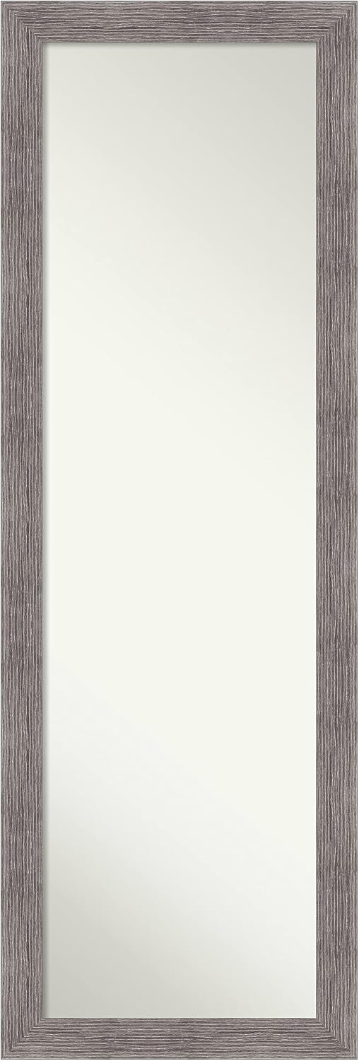 Amanti Art Grey Full Length Mirror for Door, 51x17 Pinstripe Plank Grey Narrow Tall Wall Mirror Full Length, Mounted to Door or Closet Wall with no Visible Brackets, Country Rustic Frame, Bedroom