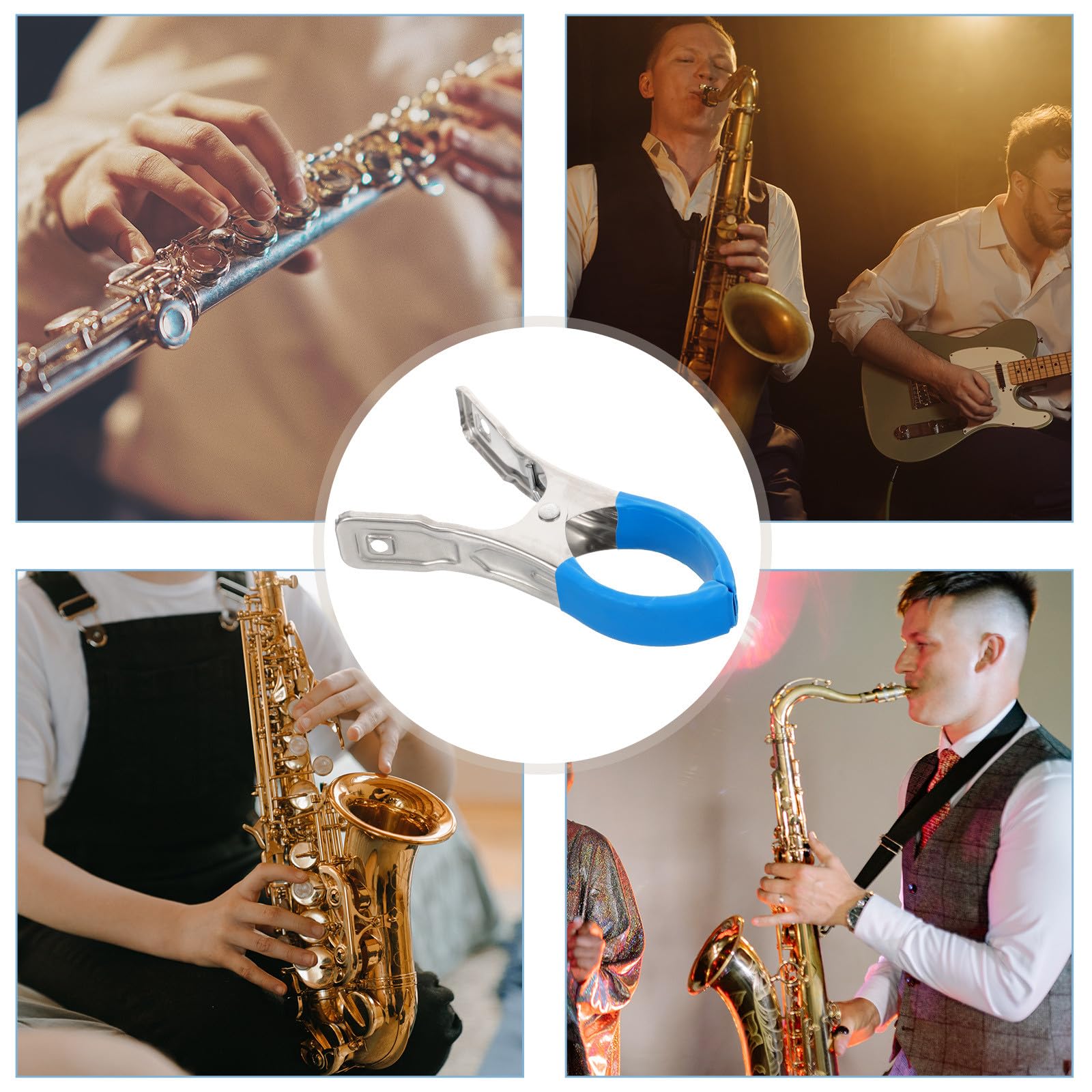 VICASKY Pinces de Réparation pour Saxophone et Clarinette 3 Pcs en Acier Inoxydable, Clips D'indentation Compacts pour Outils D'entretien D'instruments à Vent, Accessoires Pratiques