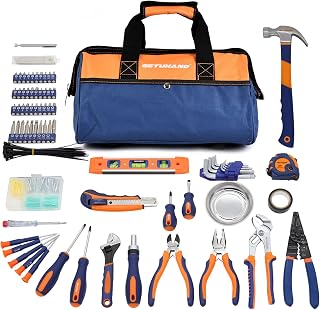 GETUHAND 188-Piece Household Tool Kit,General Home Repair Hand Tool Set with 14-Inch Large Mouth Opening Tool Bag, Home Essential Men/Women Gift Tool Kit for First Apartment, New Home, Dorm