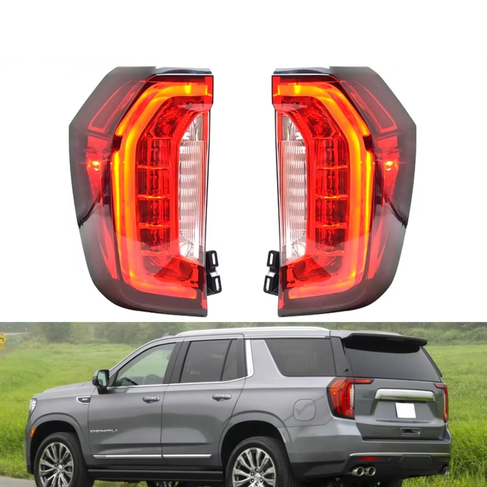 Compatible Con GMC Para Yukon 2021 2022 2023 2024 84816392 84816393 Luz Trasera De Coche Con Luz De Conducción Lámpara De Freno De Estacionamiento luces advertencia traseras(Left)