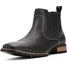 JASONSTAR Mens Western Cowboy Chelsea Ankle Pull-On Boots