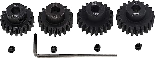 Miniatura 2 de 4pcs Mod 1 piñón engranaje 0.197 in endurecido 19T 20T 21T 22T M1 engranajes de paso RC pieza de actualización con destornillador