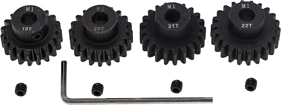 4pcs Mod 1 Pinion Gear 5mm Set Hardened 19T 20T 21T 22T M1 Pitch Gears RC Upgrade Part with Screwdriver