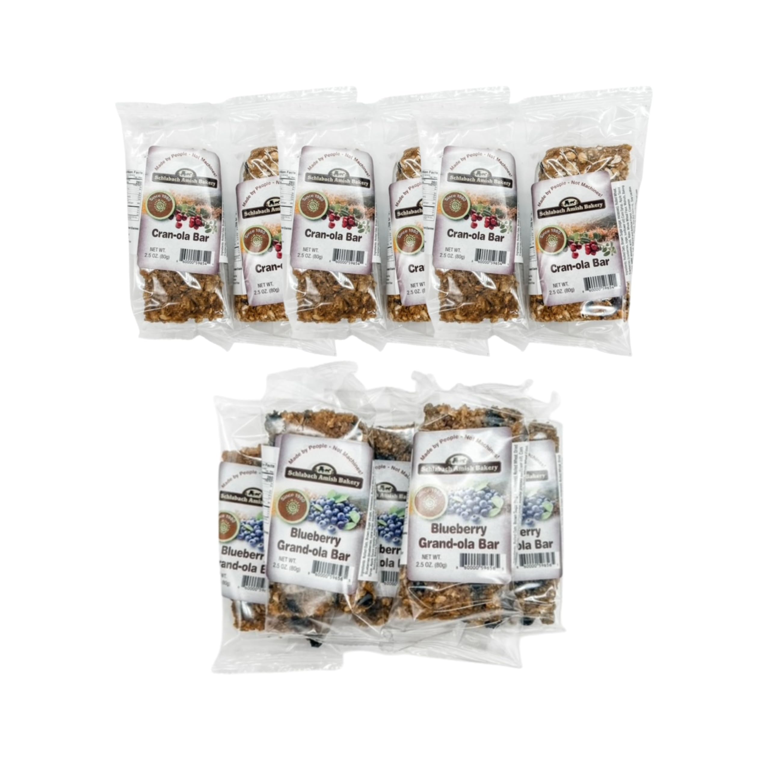Schlabach Amish Bakery Soft & Chewy Granola Bars, Case Pack of 12/2.8 oz. Bars (Cran-ola and Blueberry)