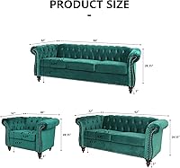 Vista 82 de RARZOE Moderno juego de sofá de 2 piezas, naranja, espuma, sofá biplaza y sofá Chesterfield