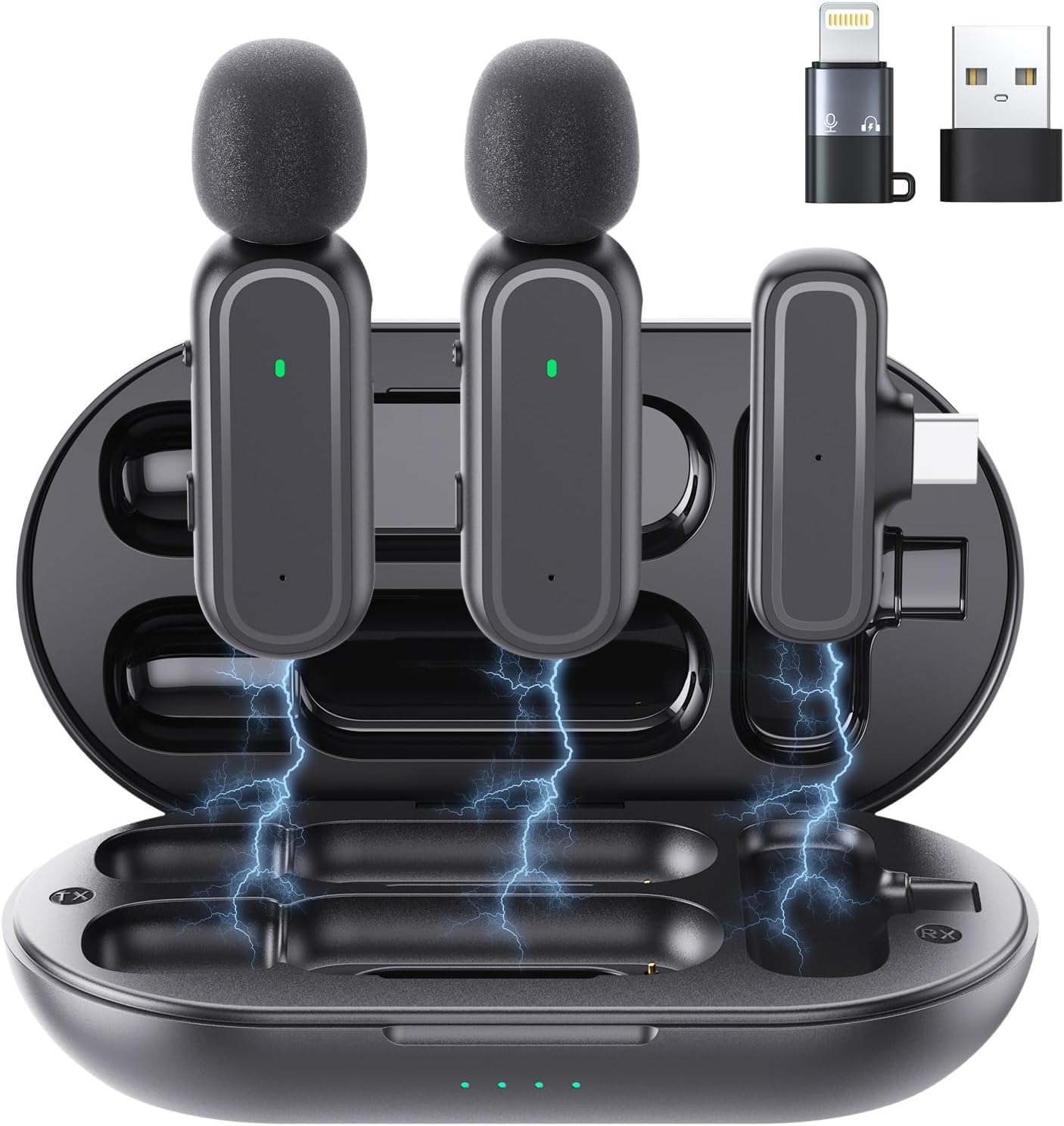 Microfono Lavalier Wireless Per Smartphone - Doppio Microfono, Plug And Play, Perfetto Per Video E Live