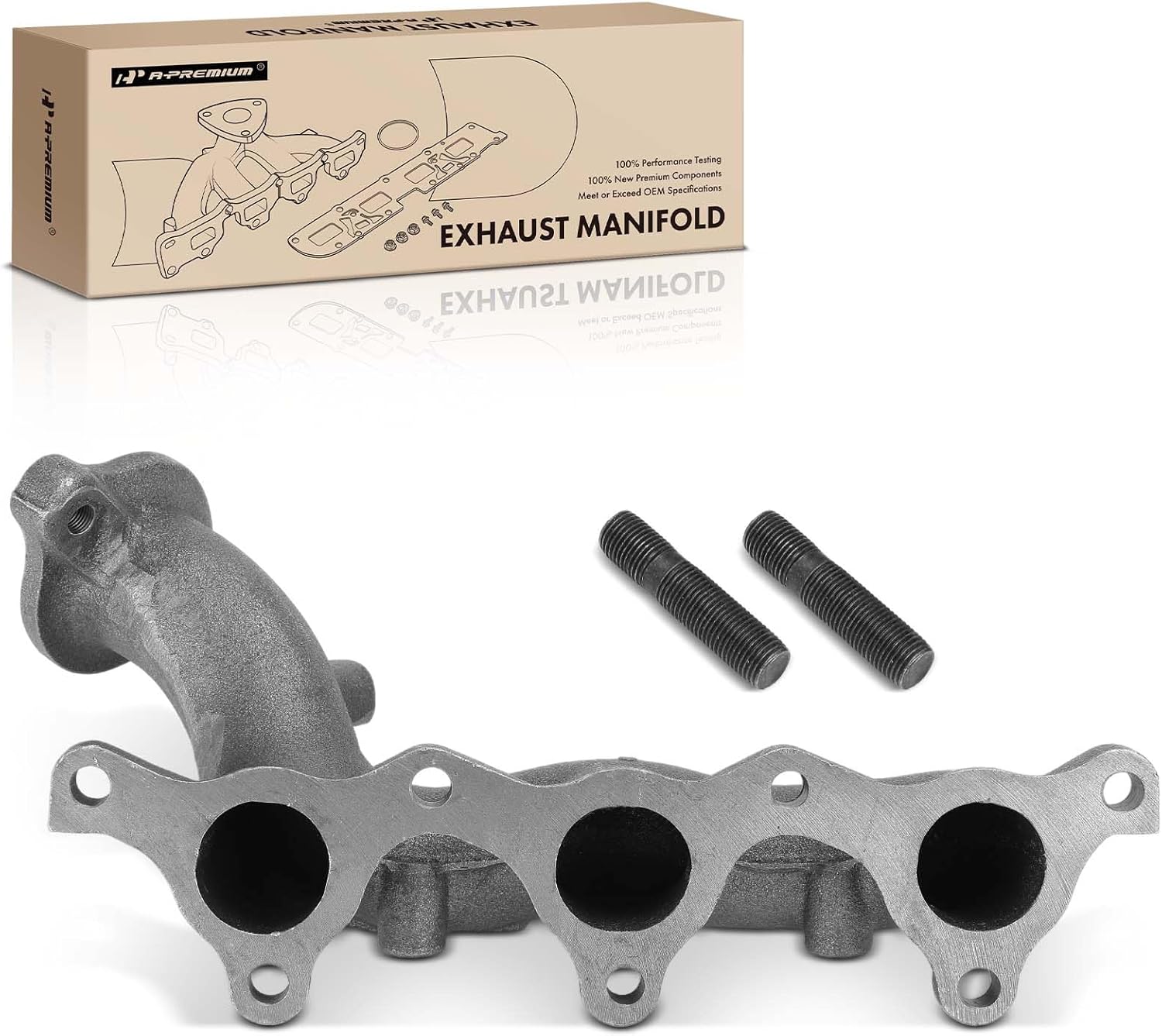 A-Premium Right Side Exhaust Manifold Kit W/Studs [3.5L] Compatible with Mitsubishi Montero 2001 2002