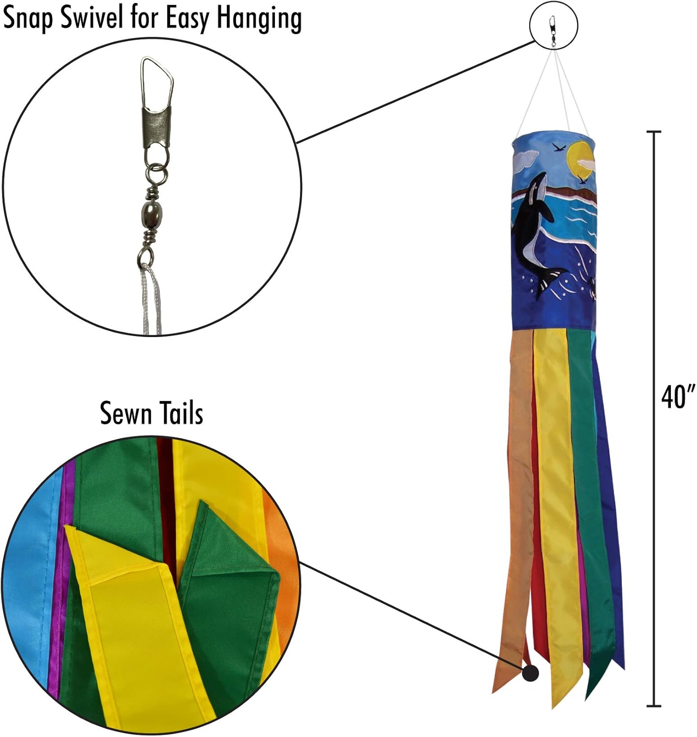 In the Breeze Orca Scene Windsock, 40-Inch,4172