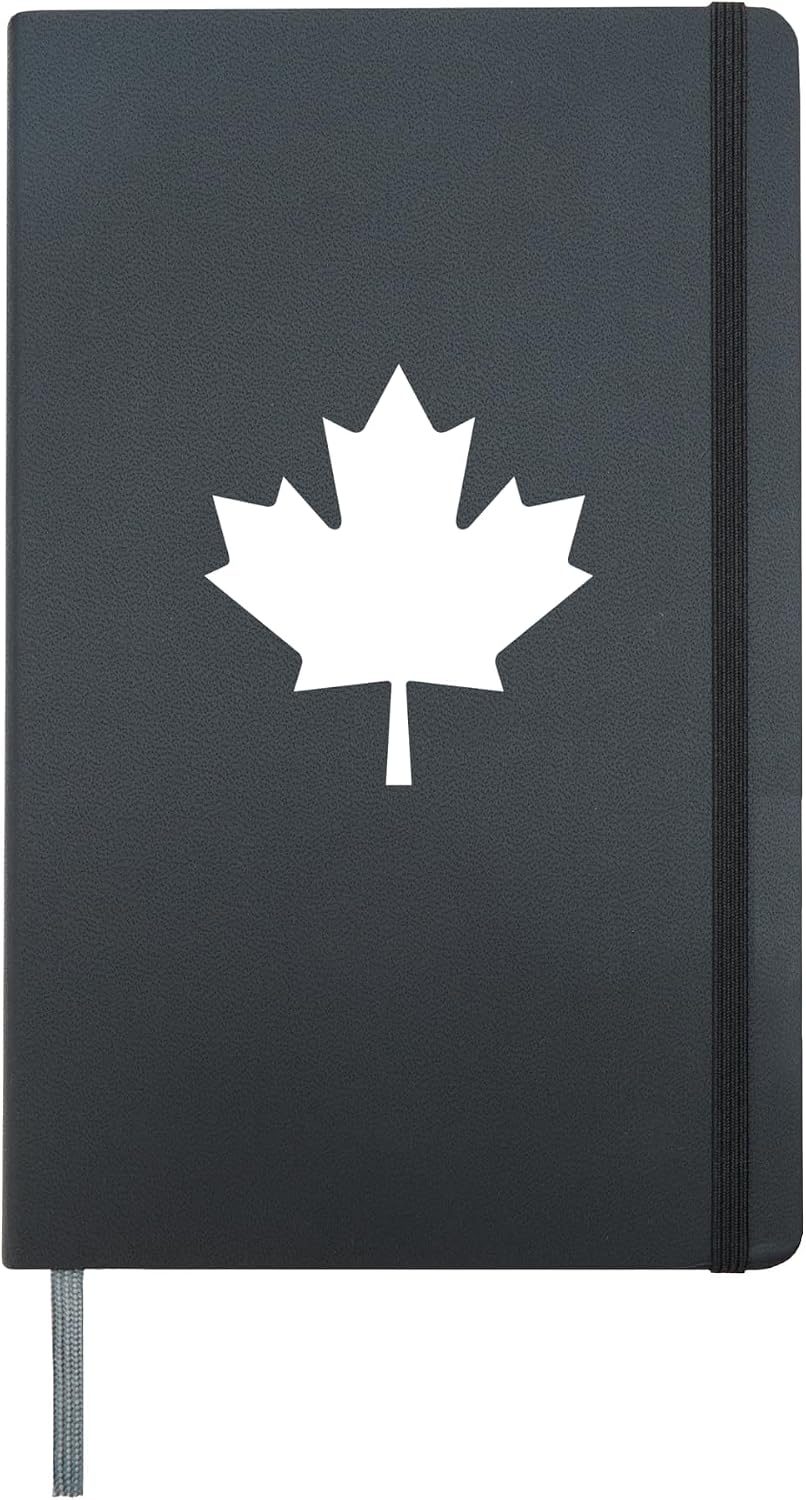 Canada Souvenirs Maple Leaf Flag Canadian Vacation Travel Hardcover Journal, Black