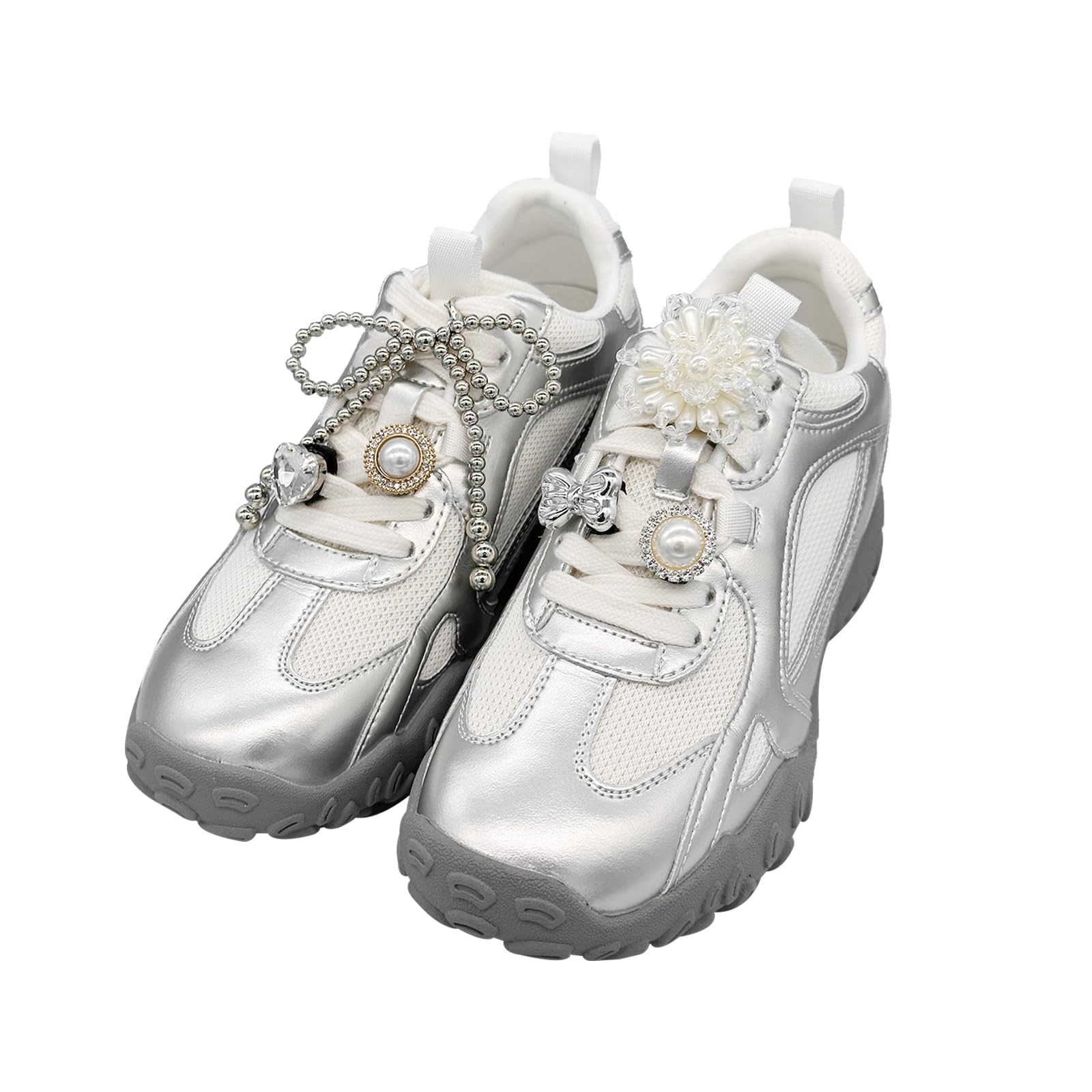 Shoe Charms for Sneakers, Elegant Pearl Bowknot Shoelace Decoration Clip Charms for Sambas Dress Shoes DIY Shoe Accessories for Women Girls