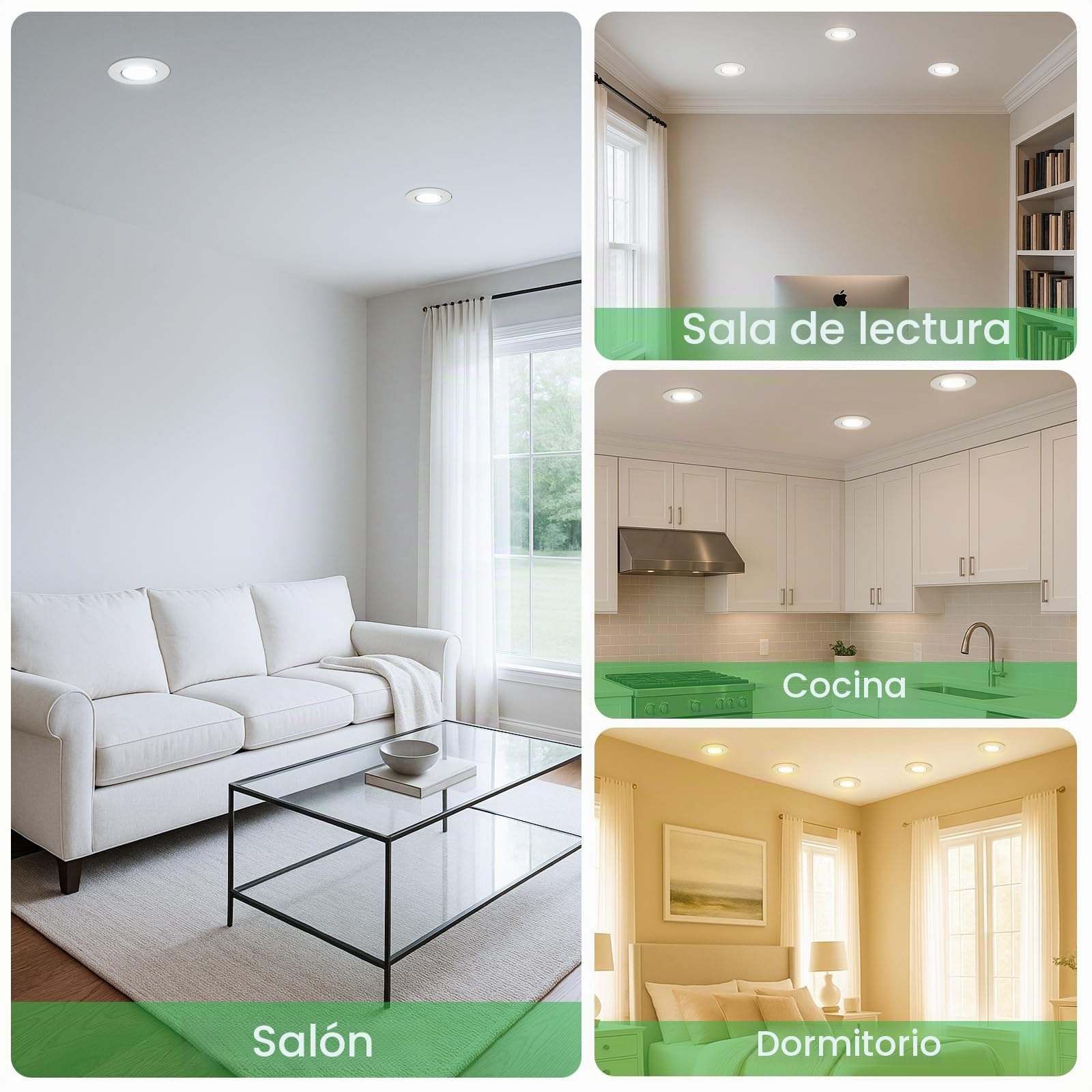 CLAR - Focos LED Interior Techo, Módulo LED Ultra Plano Regulable 6W, Seleccionador de tonalidad, Ajustable 110º(Pack 10)