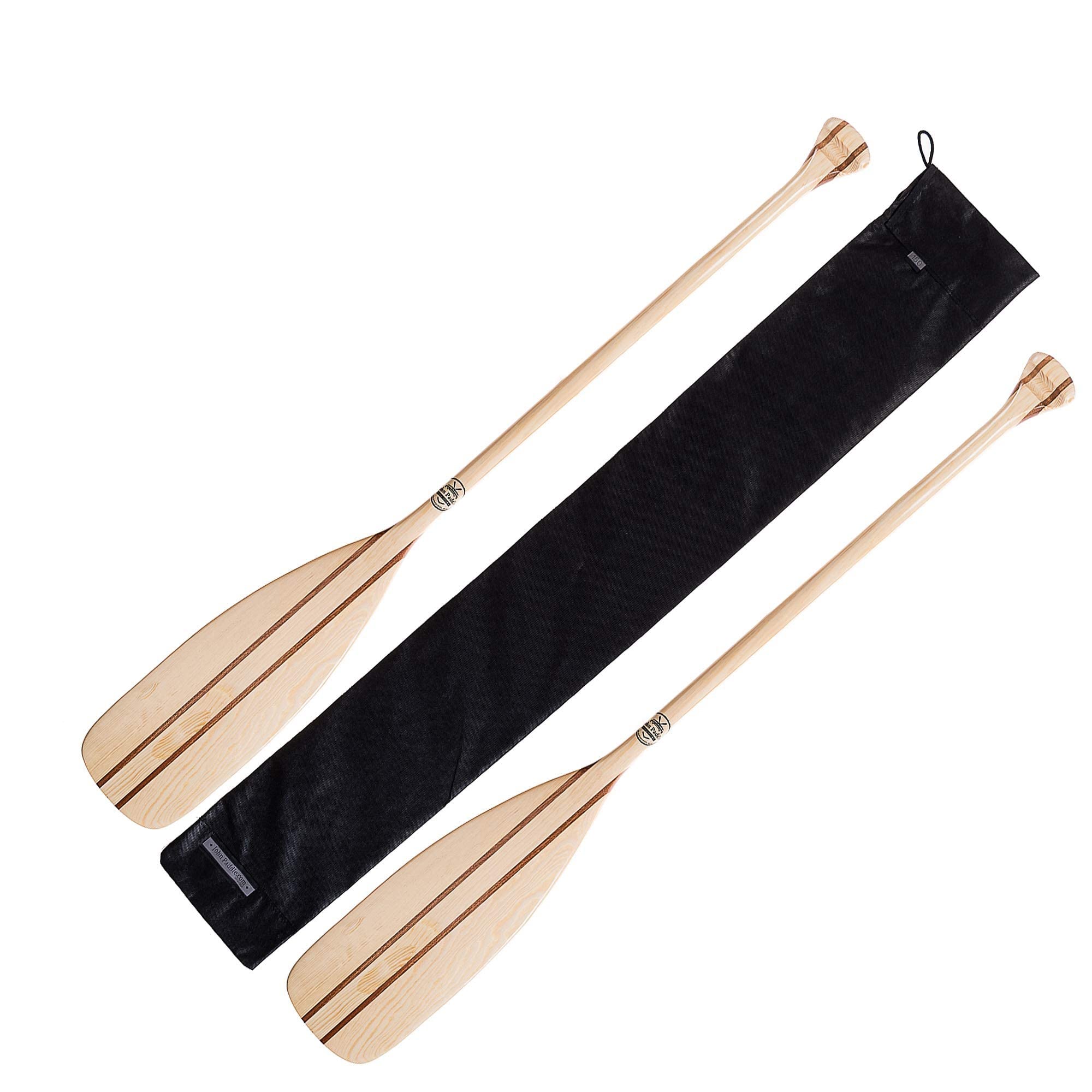John Paddle Set: 2 Stück Holzpaddel 90cm- 180cm, Stechpaddel aus Holz + 1 Stück Paddle Sleeve (Doppelpaddeltasche) Höchste Qualität - EU ökologische Produktion