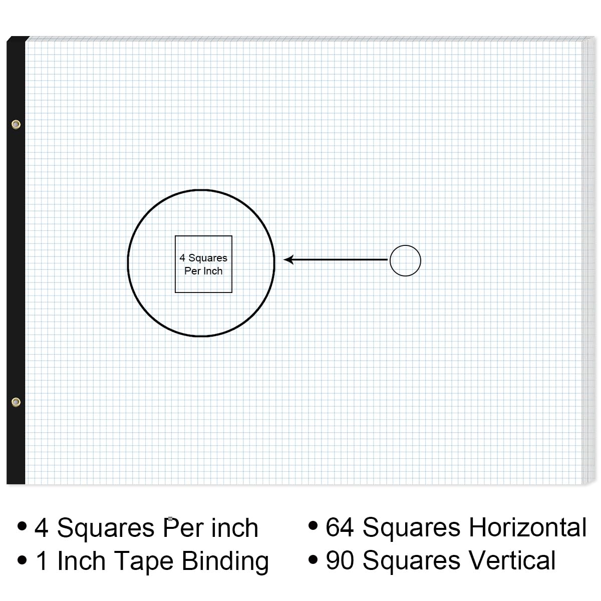 Großes Ingenieurpapier, 55,9 x 43,2 cm, 50 Blatt/100 Seiten, 10,2 x 10,2 cm Gitterblock,