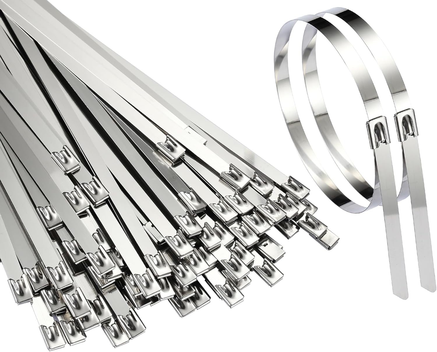 Extra-Wide Metal Zip Ties 15.8 Inch - 304 Stainless Steel Zip Ties Heavy Duty 200pcs | Self-Locking Cable Ties for Chain Link Fence/Outdoor/Electrical/Farms | 300lb Capacity (0.31"W)