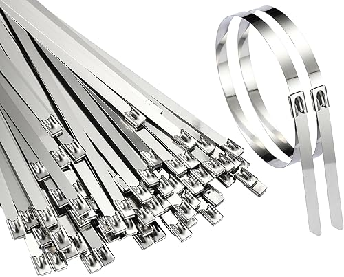 Bridas de metal extra anchas, 200 bridas de acero inoxidable 304 de 15.8 pulgadas | Bridas de cables autobloqueantes multiusos resistentes para