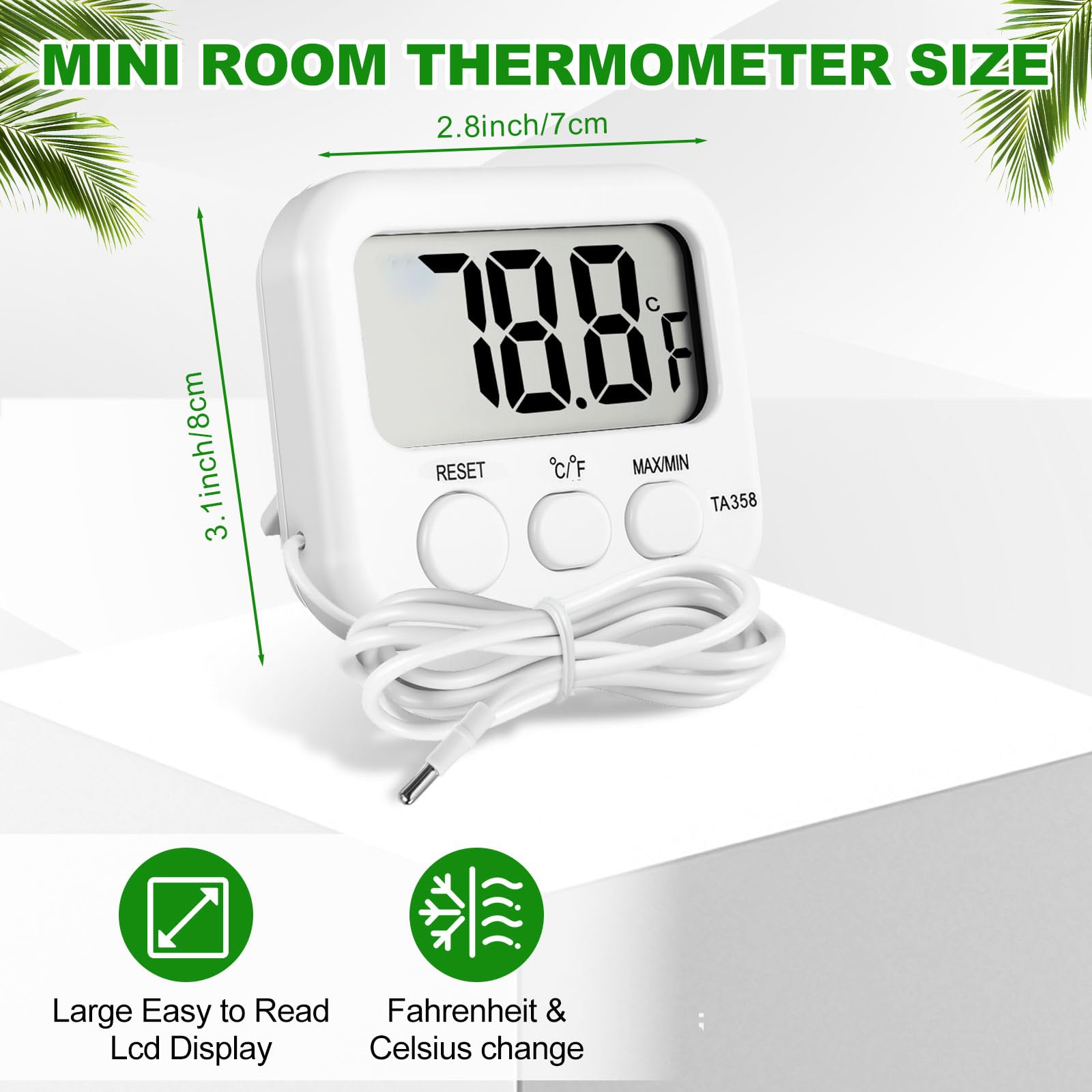 Kingdder Confezione da 6 termometri digitali con sensore esterno magnetico posteriore, termometro per frigorifero e congelatore, monitor della temperatura ambiente impermeabile con display LCD