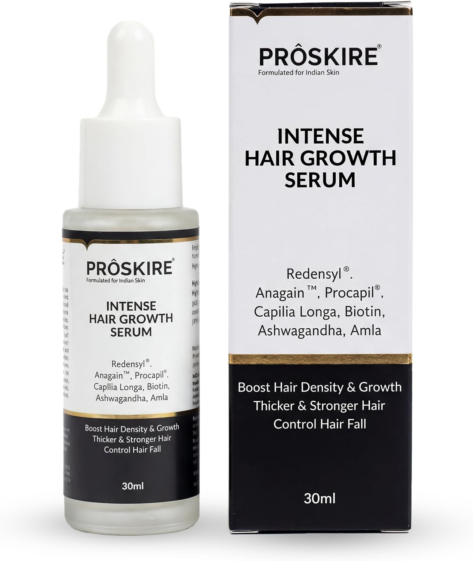 Proskire Intense Hair Growth Serum with Redensyl, Procapil, Anagain, Biotin &...
