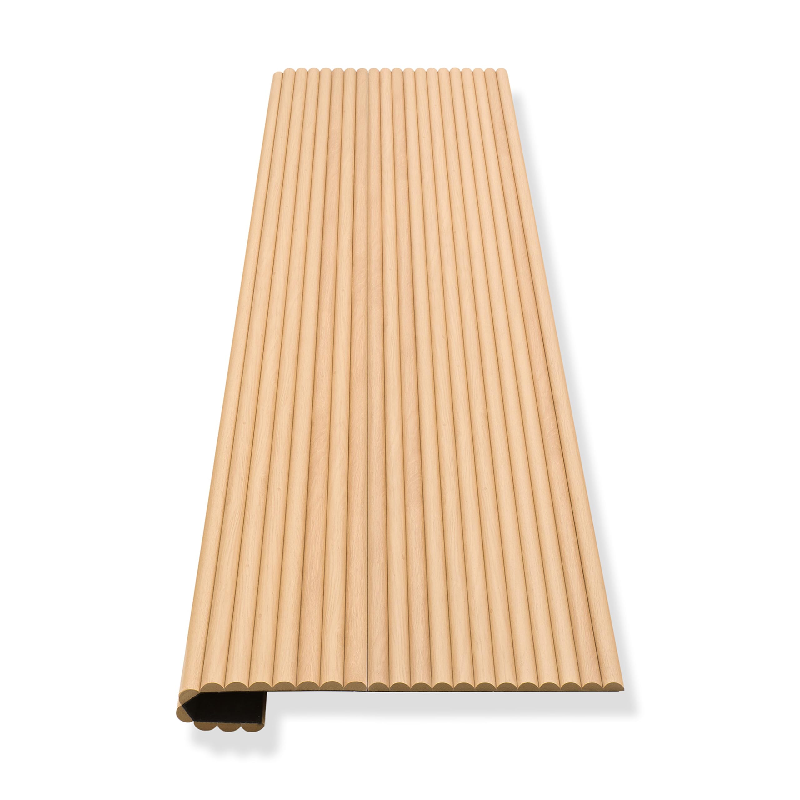 HAGEFOL® CurvedLine panneaux acoustiques en bois 240x60 cm, couleur: chêne, lamelles rondes, panneaux muraux 3D en placage de bois, plaques d'insonorisation (2 pièces á 240x30cm) | lamelles rondes