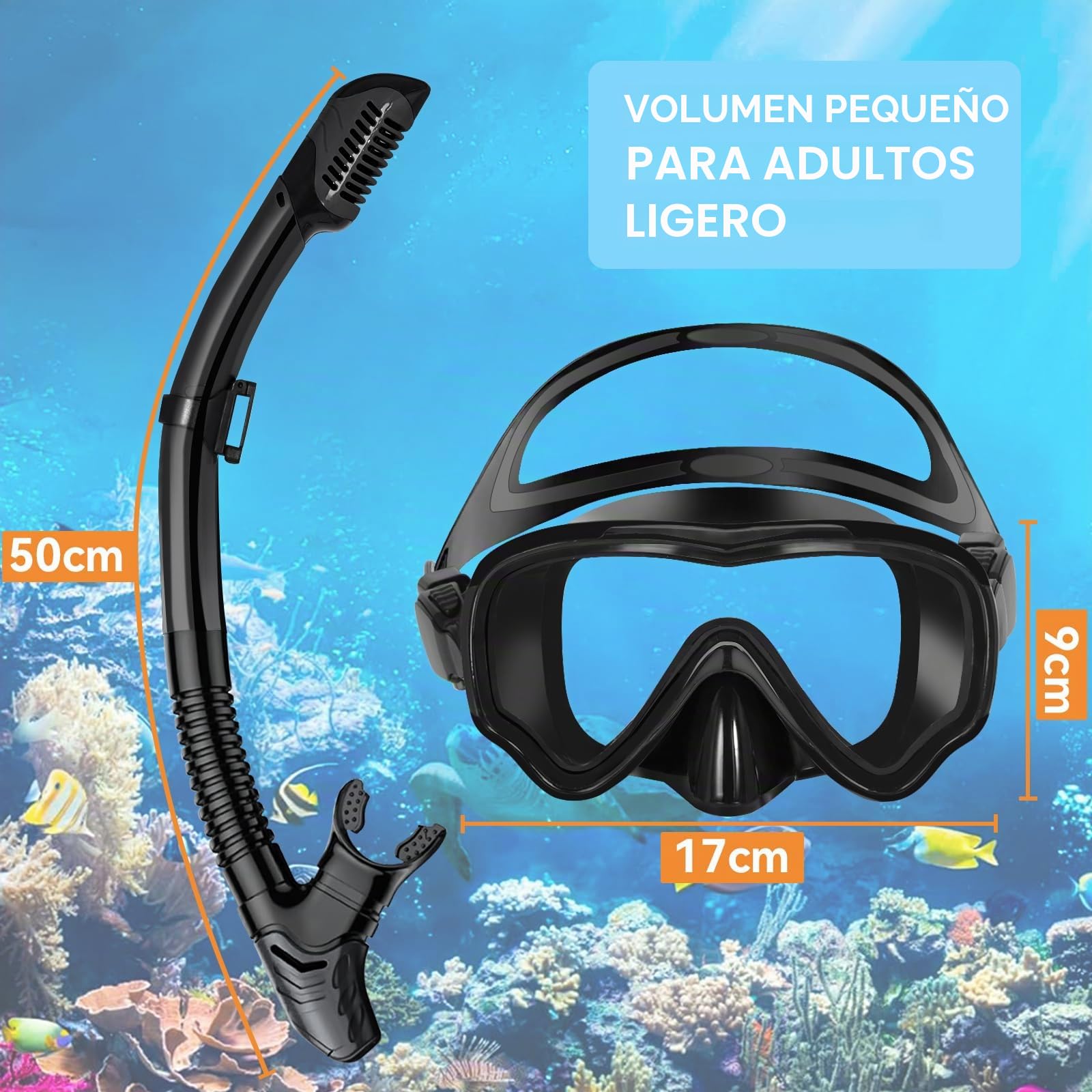 Gafas de Buceo con Esnórquel, Gafas de Snorkeling para Adultos y Niños