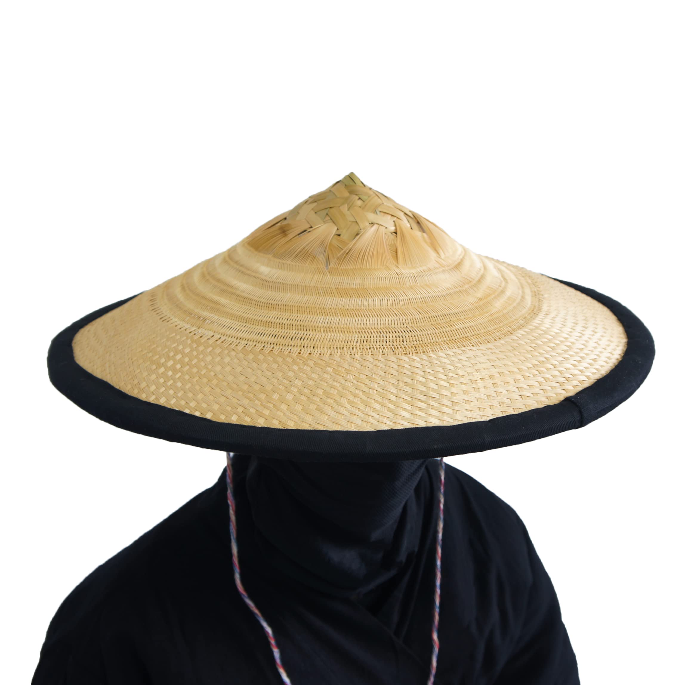 xihexiBamboo Hat Traditional Chinese Hat Hand-Woven Zen Hat Dia.19 Inches Yellow